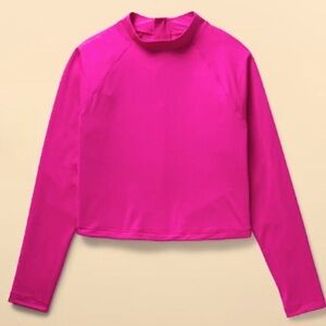 Athleta North Point Crop Rashguard UPF 40 MEDIUM **electric fuchsia** NWT